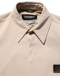 Beige Logo Overshirt Cotton Men Casual Shirt Elastane Polyester