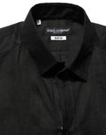 Men's Black Martini Long Sleeves Linen Dess Shirt