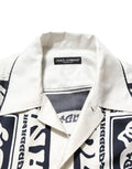 Men's Black White Logo Bandana Short Sleeves Shirt And Silk