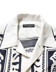 Men's Black White Logo Bandana Short Sleeves Shirt And Silk