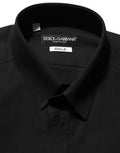 Men's Black Cotton Stretch Gold Fit Dress Shirt Elastane