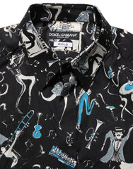 Men's Black Jazz Club Cotton Gold Fit Dress Shirt