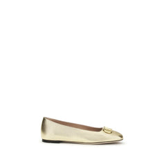 Women's Vlogo Signature Laminated Nappa Ballet Flat Gold Napa Leather