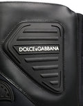 Black Leather Biker Mid Calf Men Boots Shoes