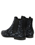 Men's Black Embellished Chelsea Ankle Boots Shoes Leather