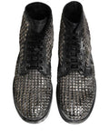Men's Black Leather Runway Studs Ankle Boots Shoes