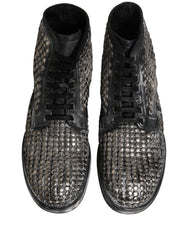Men's Black Leather Runway Studs Ankle Boots Shoes