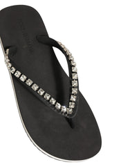 Black Embellished Rubber Flip Flops Men Shoes Accessory