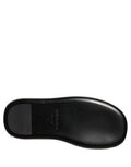 Black Crystal Embellished Platform Men Slides Shoes Cotton Goat Leather