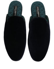 Men's Velvet Suede Slipper Blue Goatskin