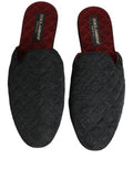 Men's Floral Brocade Slipper Black Goatskin