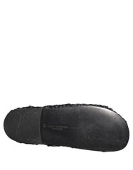 Men's Black Straw Raffia Slides Sandals Flats Shoes