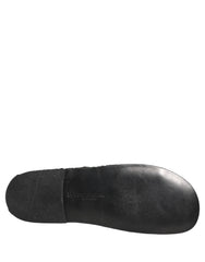 Men's Black Fabric Woven Slides Sandals Flats Shoes