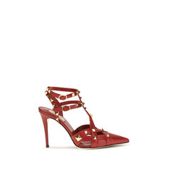 Women's Studdy Décolleté Heel Red Goatskin