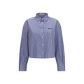 Miu Miu Striped Cotton Shirt — Blue