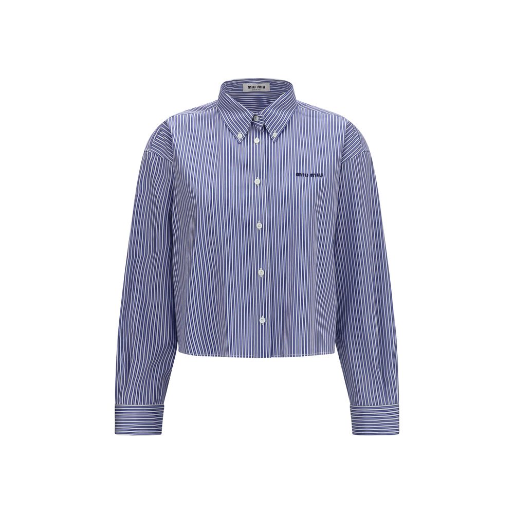 Miu Miu Striped Cotton Shirt — Blue