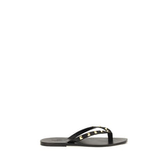 Men's Black Calf Leather Bos Taurus Flip-Flop Sandals