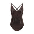 Women's Brown Nylon One-Piece Swimsuit Clothing