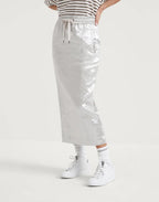 Silver Linen Long Skirt
