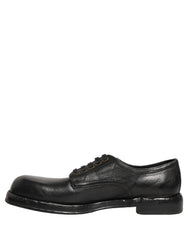 Black Leather Lace Up Derby Dress Men Shoes Horse