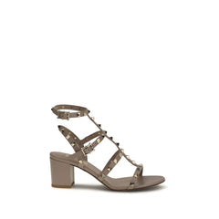 Women's Beige Calf Leather Bos Taurus Strap-On Sandals