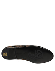 Men's Black Floral Jacquard Dress Loafers Shoes Nylon Polyester Silk