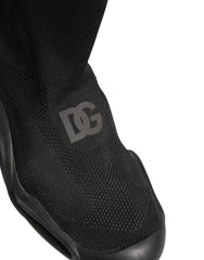 Black Slip On Wave Socks Men Sneakers Shoes Polyester Viscose