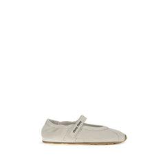 Women's White Calf Leather Bos Taurus Ballet Flats