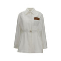 Women's White Linen Full-Length Jacket Clothing