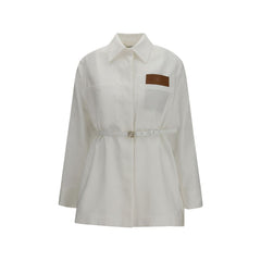 Women's White Linen Full-Length Jacket Clothing