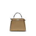 Women's Peekaboo Top Handle Bag Beige Calf Leather Bos
