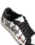 Men's White Black Dg Logo King Patch Low-Top Sneaker Shoes Calf Leather