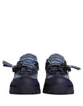 Men's Blue Airmaster Panelled Low Top Denim Sneakers Shoes Cotton Nylon Viscose Calf