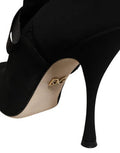 Women's Lace-Up Stiletto Boot Black Elastane Viscose