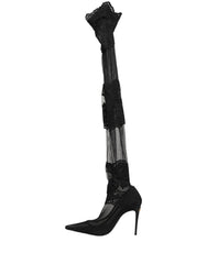 Women's Black Over The Knee Sock Pumps Boots Shoes Nylon Viscose Elastane