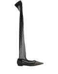 Women's Black Over The Knee Tulle Flats Boots Shoes Nylon