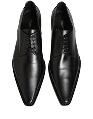 Women's Black Leather Lace Up Derby Dress Shoes Calf