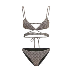 Women's Beige Polyester Bikini Clothing