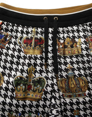 Multicolor Houndstooth Crown Men Sweatpants Pants Polyester
