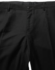 Men's Virgin Wool Dress Trousers Black Silk
