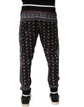 Men's Logo-Embellished Bandana Print Joggers Black Polyester