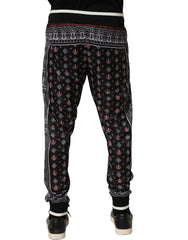 Men's Logo-Embellished Bandana Print Joggers Black Polyester