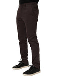 Men's Cotton Skinny-Leg Dress Trousers Brown