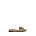 Women's Beige Calf Leather Bos Taurus Flat Sandals