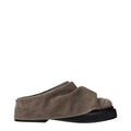 Women's Gray Leather Slippers