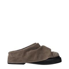 Women's Gray Leather Slippers