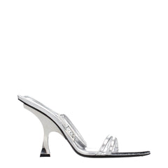 Women's Metallic Leather Stiletto Sandal Silver
