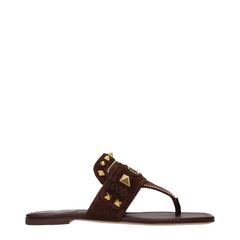 Women's Brown Leather Flip-Flop Sandals