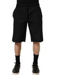 Black Cotton Sweatshorts Men Bermuda Shorts