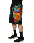 Men's Black Cotton Tropical Floral Bermuda Shorts
